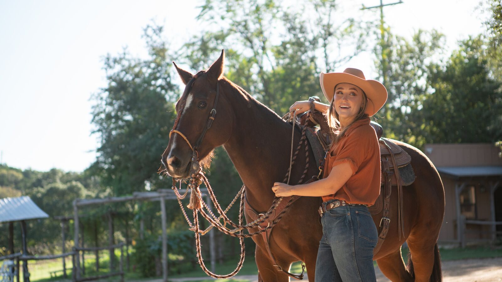 person standing beside horse holding onto reigns