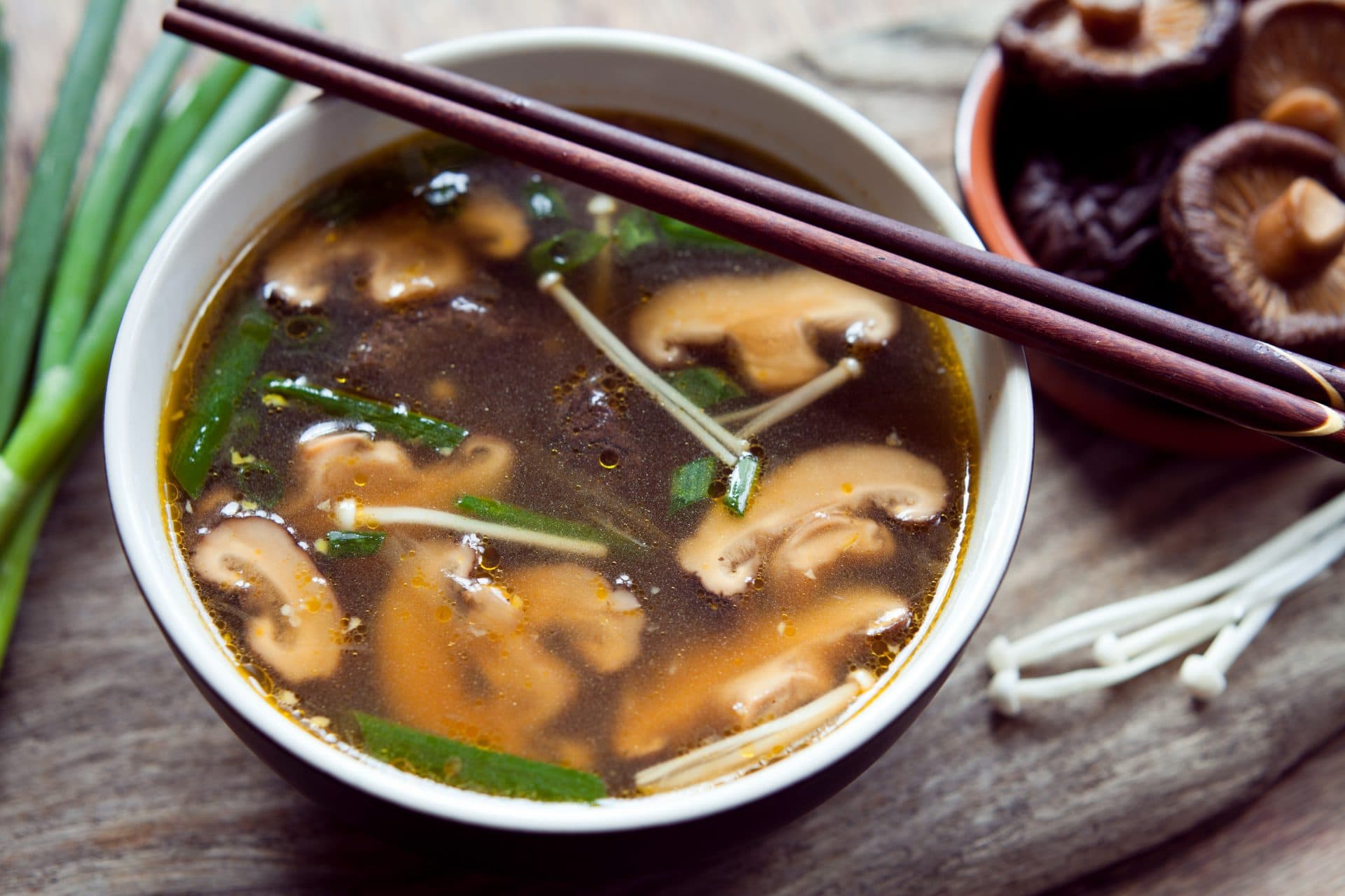 miso mushroom soup in a bowl