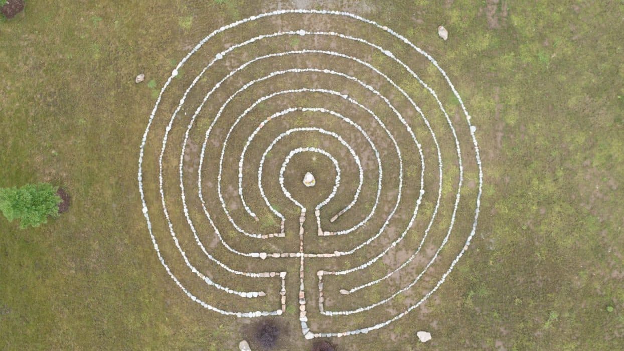 aerial view of rock maze