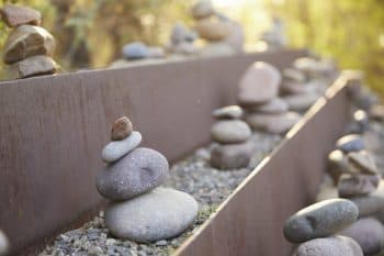 Balanced stones in garden