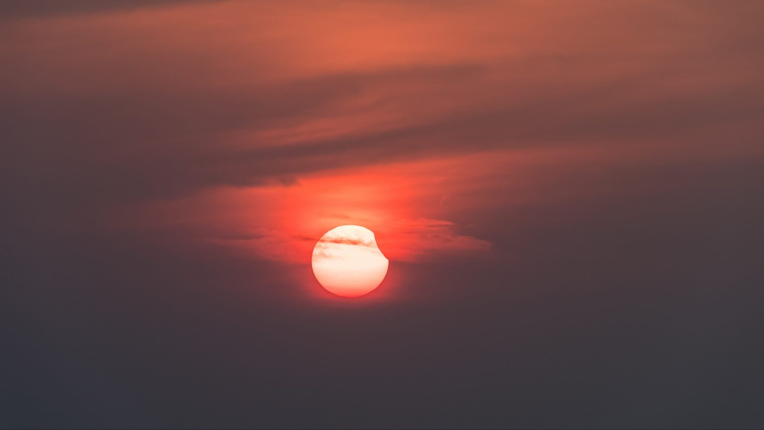 Moon eclipse at red sky