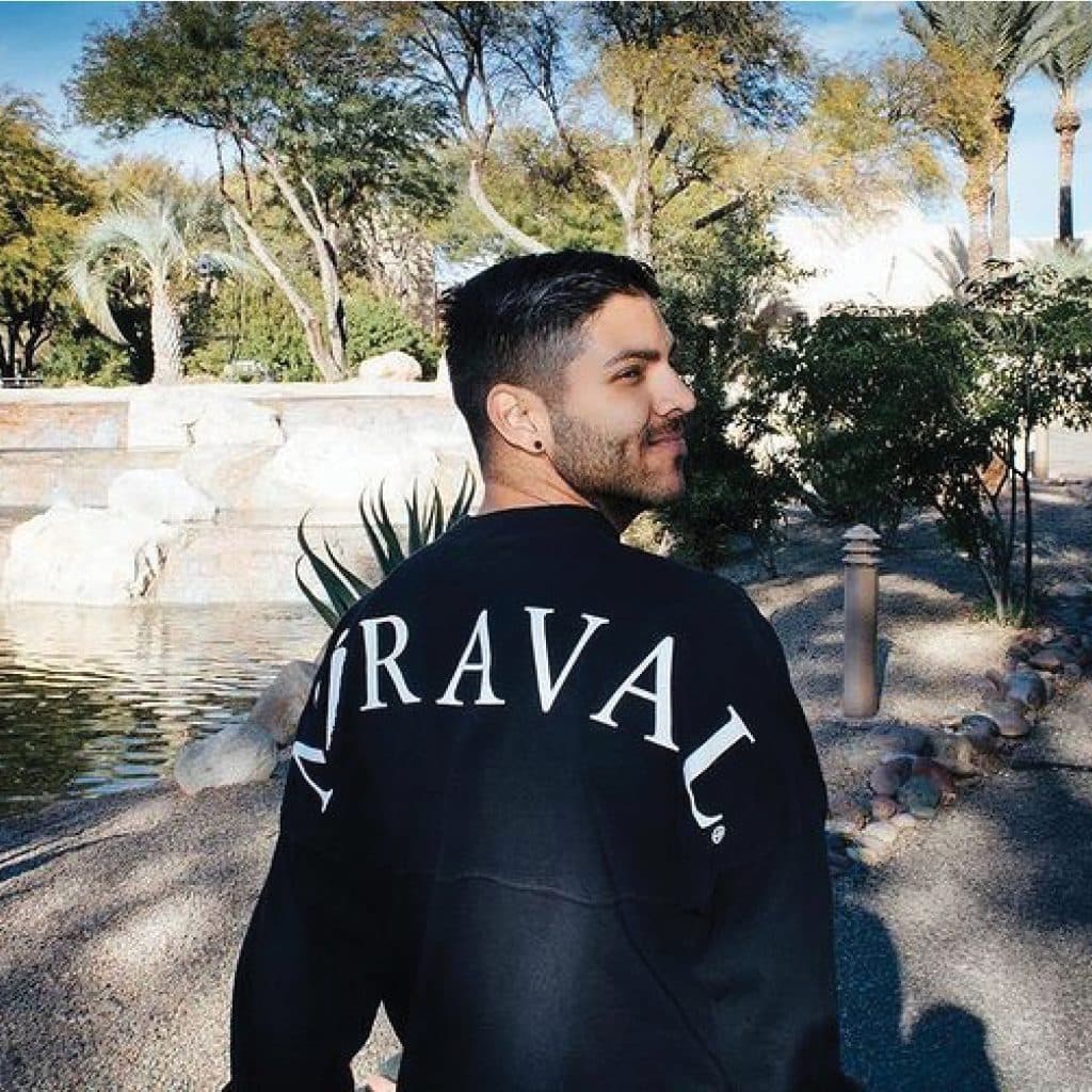 Matthew Coelho wearing Miraval shirt