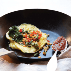Cactus flower omelet in pan