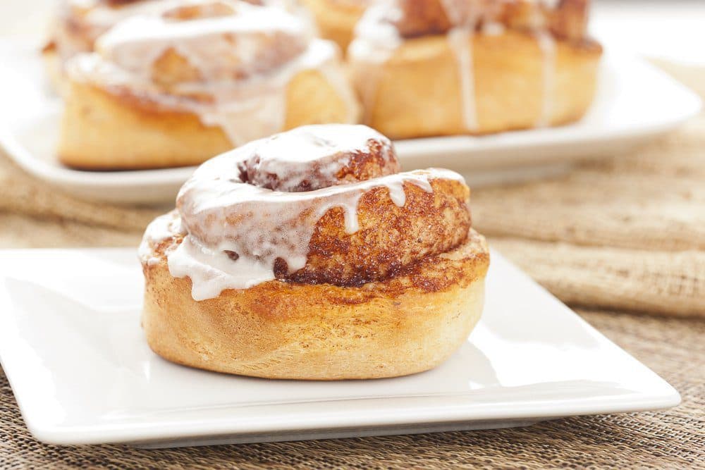 Cinnamon roll on plate