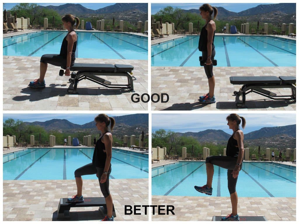 Woman doing squat at pool deck showing how to improve movement